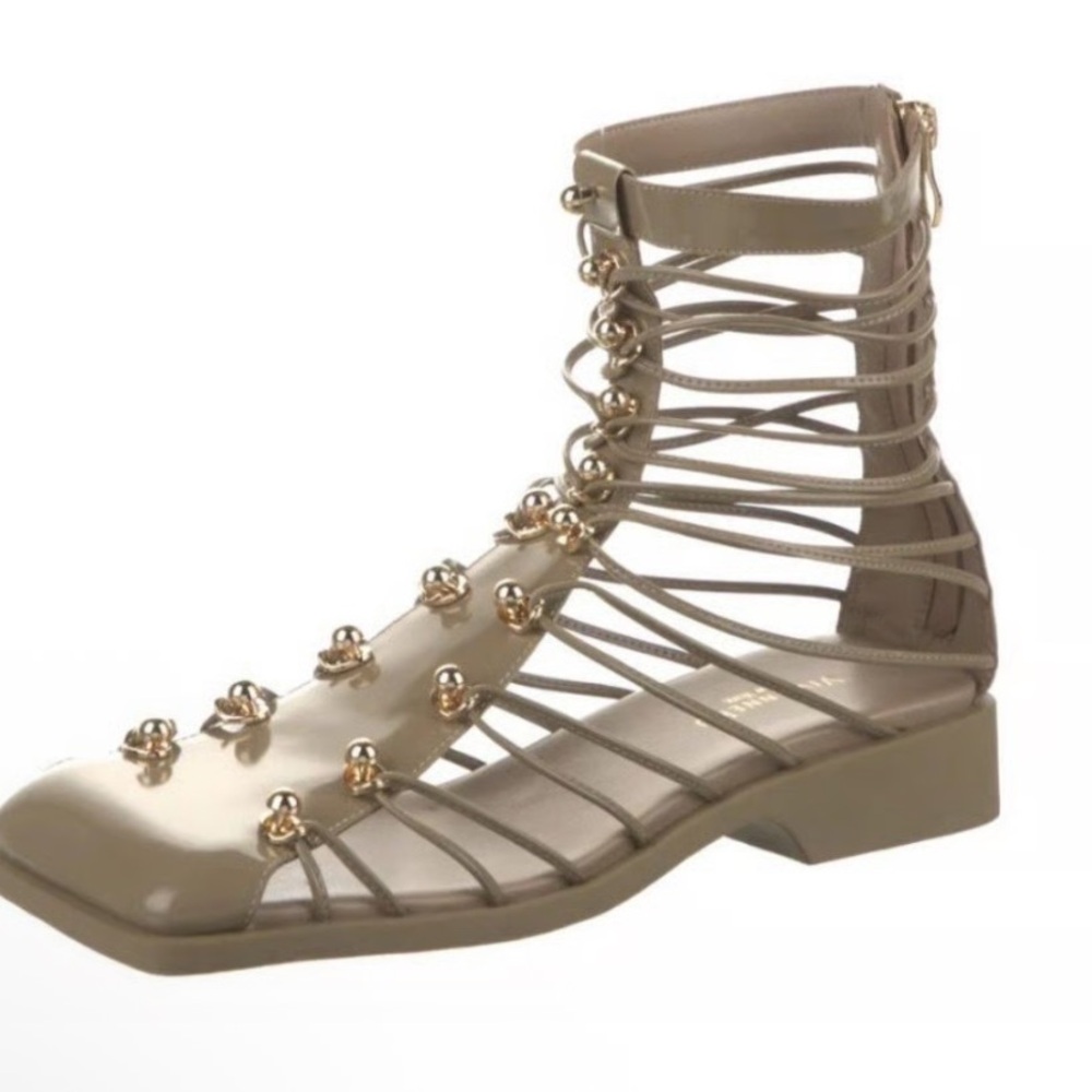 Vivienne Hu Leather Beaded Accents Gladiator Sandals Women's Size: 8 | IT 38 NIB
